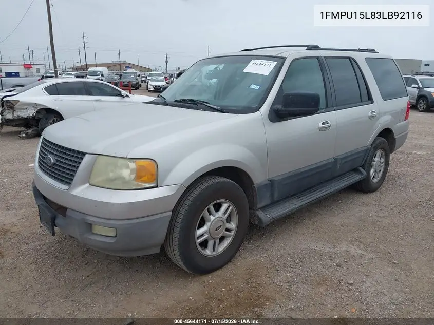 2003 Ford Expedition Xlt VIN: 1FMPU15L83LB92116 Lot: 45644171