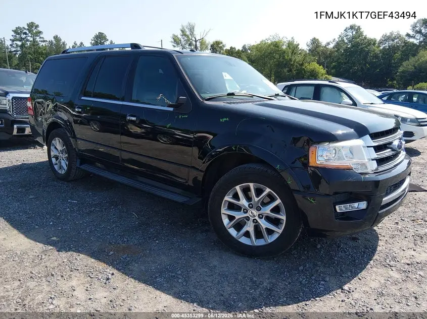 2016 Ford Expedition El Limited VIN: 1FMJK1KT7GEF43494 Lot: 45353299