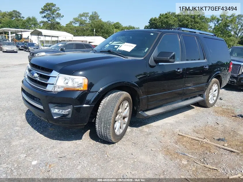 2016 Ford Expedition El Limited VIN: 1FMJK1KT7GEF43494 Lot: 45353299
