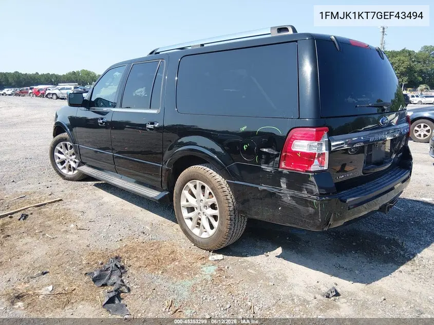 2016 Ford Expedition El Limited VIN: 1FMJK1KT7GEF43494 Lot: 45353299