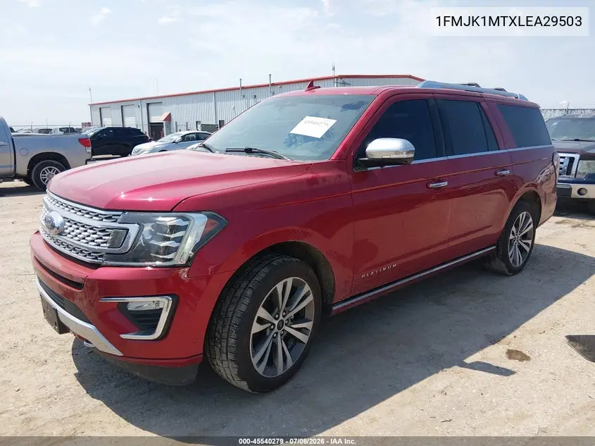 2020 Ford Expedition Platinum Max VIN: 1FMJK1MTXLEA29503 Lot: 45540279