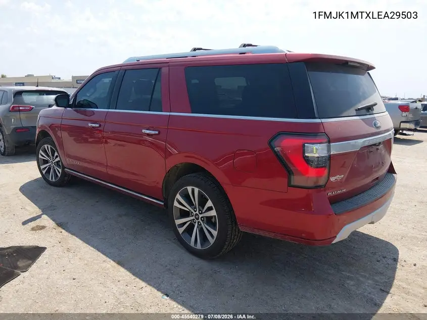 2020 Ford Expedition Platinum Max VIN: 1FMJK1MTXLEA29503 Lot: 45540279
