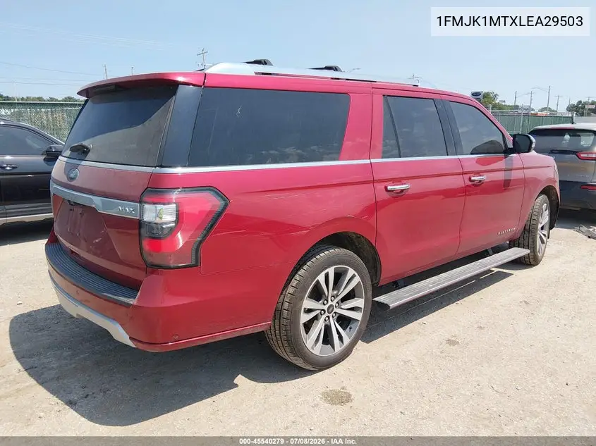 2020 Ford Expedition Platinum Max VIN: 1FMJK1MTXLEA29503 Lot: 45540279