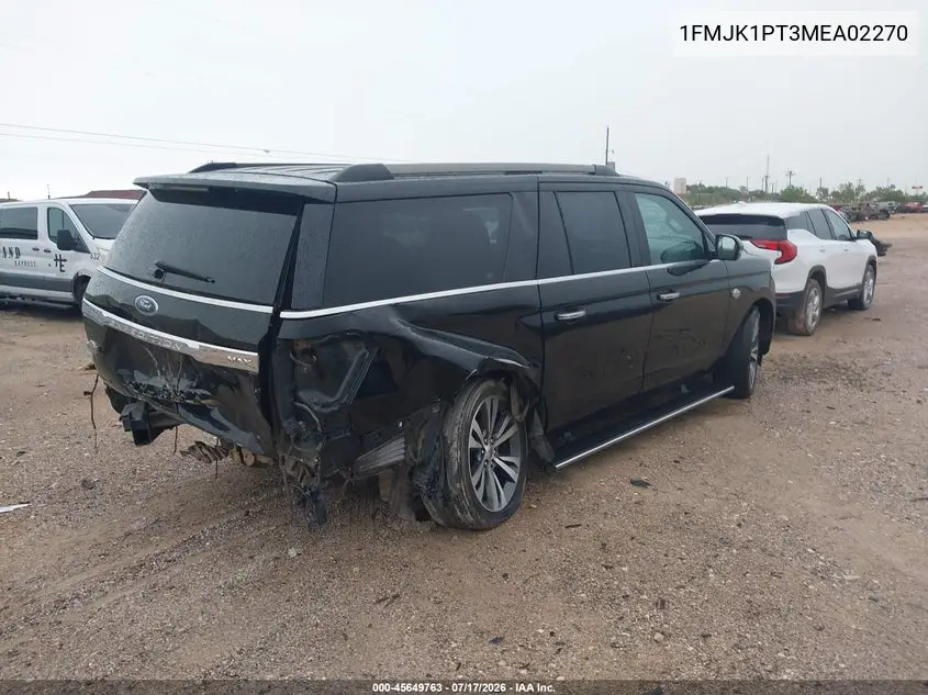 2021 Ford Expedition King Ranch Max VIN: 1FMJK1PT3MEA02270 Lot: 45649763