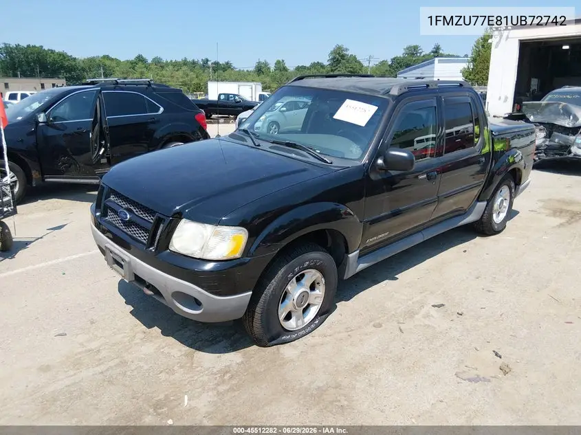 2001 Ford Explorer Sport Trac VIN: 1FMZU77E81UB72742 Lot: 45512282