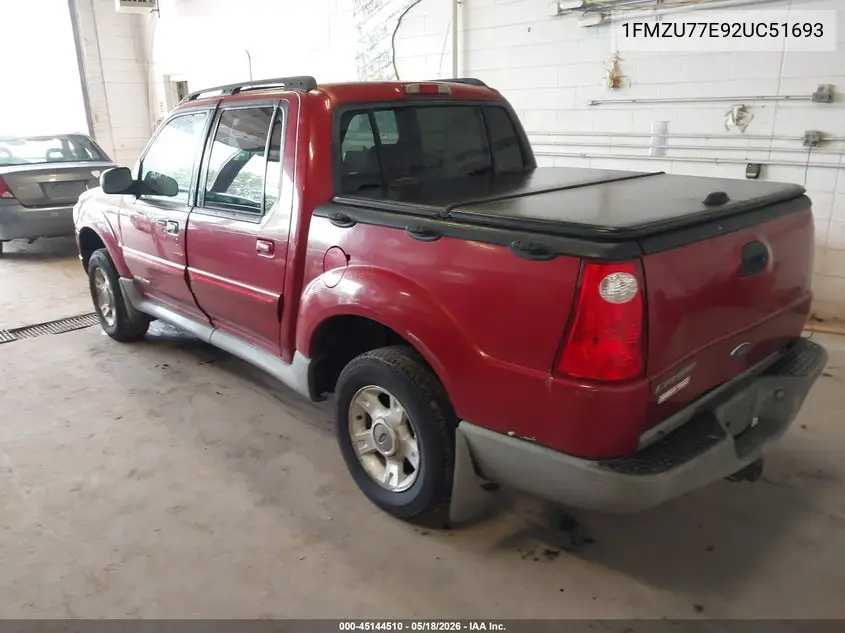 2002 Ford Explorer Sport Trac VIN: 1FMZU77E92UC51693 Lot: 45144510