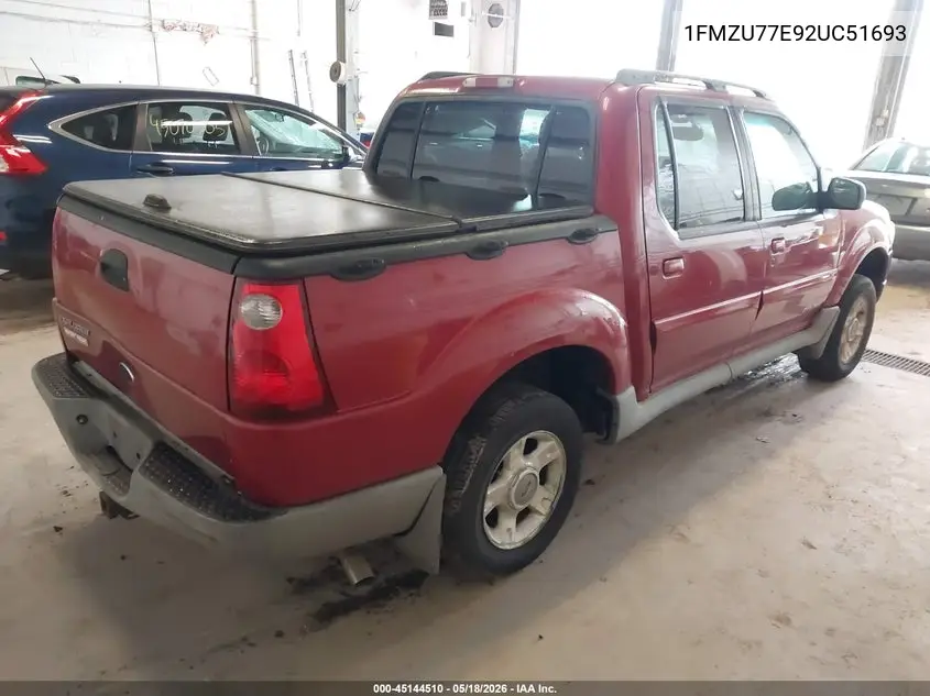 2002 Ford Explorer Sport Trac VIN: 1FMZU77E92UC51693 Lot: 45144510