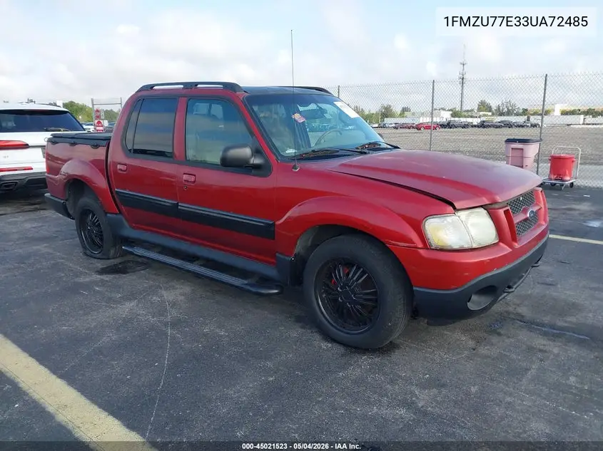 2003 Ford Explorer Sport Trac Xls/Xlt VIN: 1FMZU77E33UA72485 Lot: 45021523