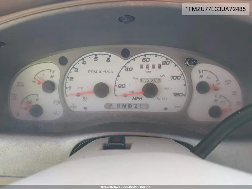 2003 Ford Explorer Sport Trac Xls/Xlt VIN: 1FMZU77E33UA72485 Lot: 45021523