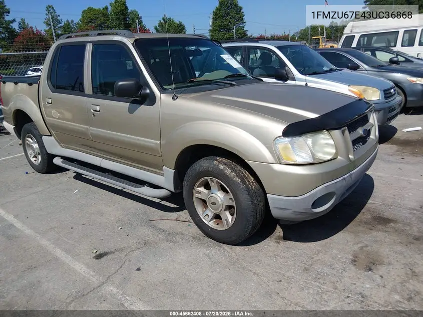 2003 Ford Explorer Sport Trac Xls/Xlt VIN: 1FMZU67E43UC36868 Lot: 45662408