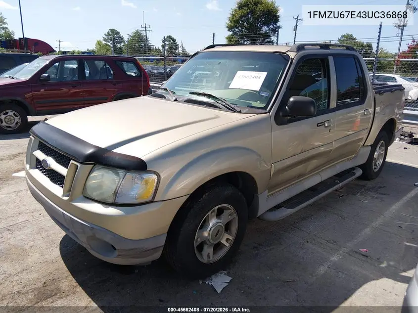2003 Ford Explorer Sport Trac Xls/Xlt VIN: 1FMZU67E43UC36868 Lot: 45662408