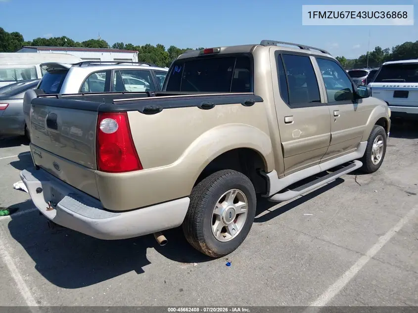 2003 Ford Explorer Sport Trac Xls/Xlt VIN: 1FMZU67E43UC36868 Lot: 45662408