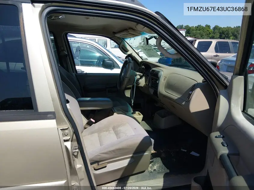 2003 Ford Explorer Sport Trac Xls/Xlt VIN: 1FMZU67E43UC36868 Lot: 45662408