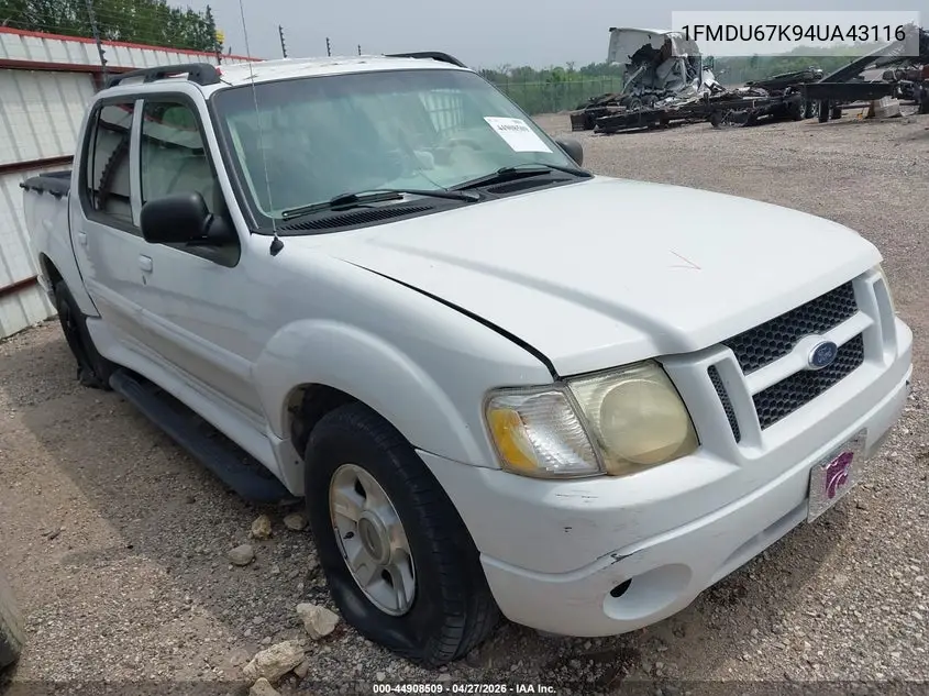 2004 Ford Explorer Sport Trac Adrenalin/Xls/Xlt VIN: 1FMDU67K94UA43116 Lot: 44908509