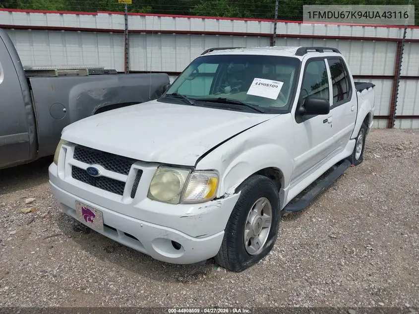 2004 Ford Explorer Sport Trac Adrenalin/Xls/Xlt VIN: 1FMDU67K94UA43116 Lot: 44908509