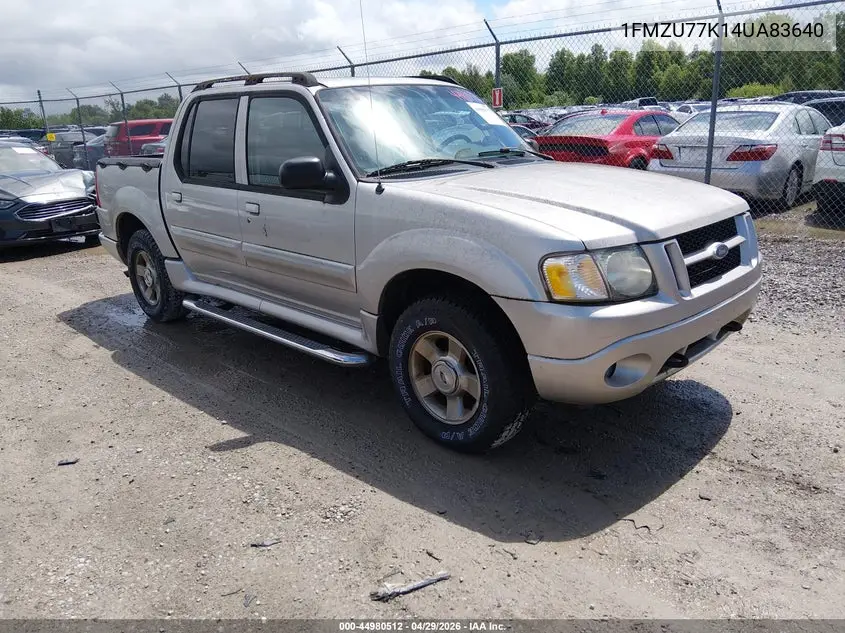 2004 Ford Explorer Sport Trac Adrenalin/Xls/Xlt VIN: 1FMZU77K14UA83640 Lot: 44980512