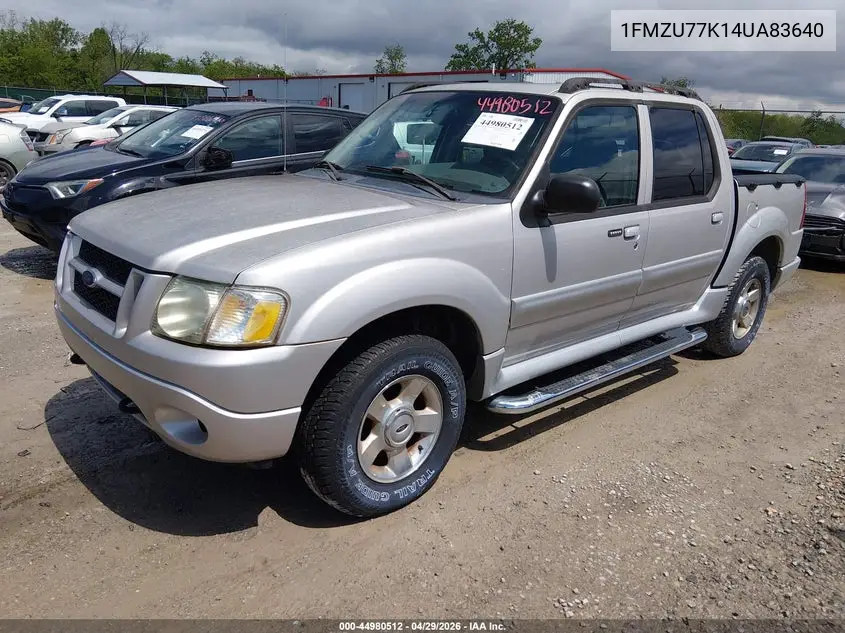 2004 Ford Explorer Sport Trac Adrenalin/Xls/Xlt VIN: 1FMZU77K14UA83640 Lot: 44980512