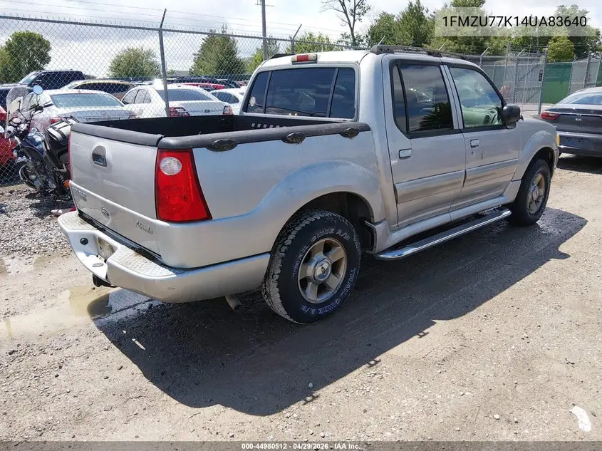2004 Ford Explorer Sport Trac Adrenalin/Xls/Xlt VIN: 1FMZU77K14UA83640 Lot: 44980512