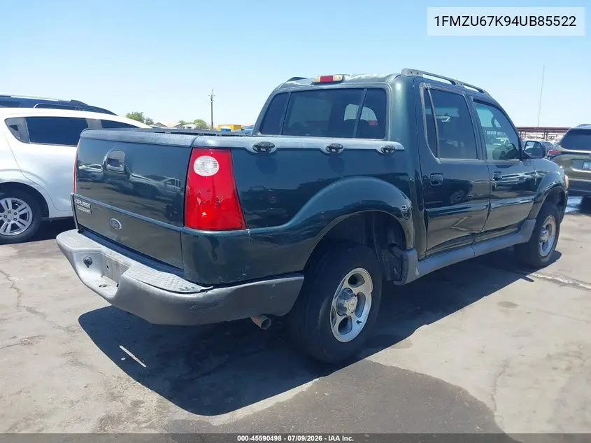 2004 Ford Explorer Sport Trac Adrenalin/Xls/Xlt VIN: 1FMZU67K94UB85522 Lot: 45590498