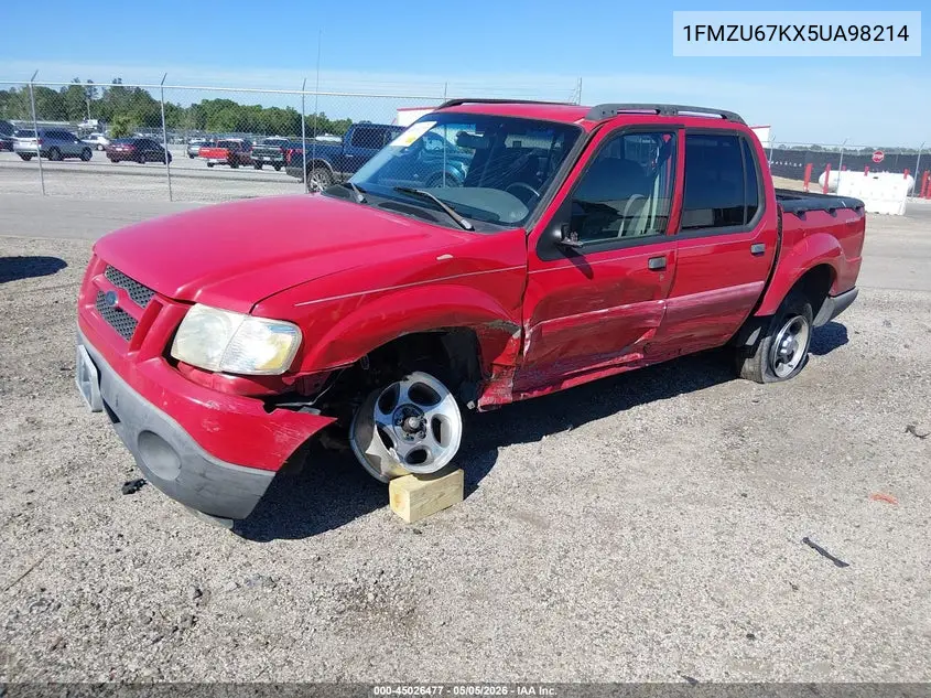 2005 Ford Explorer Sport Trac VIN: 1FMZU67KX5UA98214 Lot: 45026477