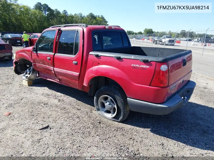 2005 Ford Explorer Sport Trac VIN: 1FMZU67KX5UA98214 Lot: 45026477