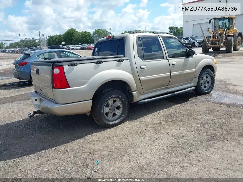 2005 Ford Explorer Sport Trac Adrenalin/Xls/Xlt VIN: 1FMZU77K55UA86736 Lot: 45167027
