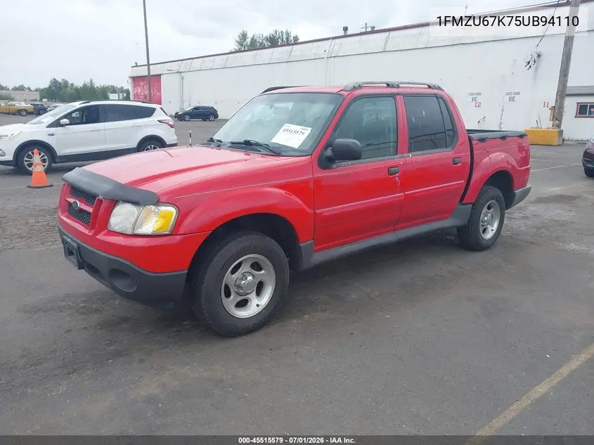 2005 Ford Explorer Sport Trac Adrenalin/Xls/Xlt VIN: 1FMZU67K75UB94110 Lot: 45515579