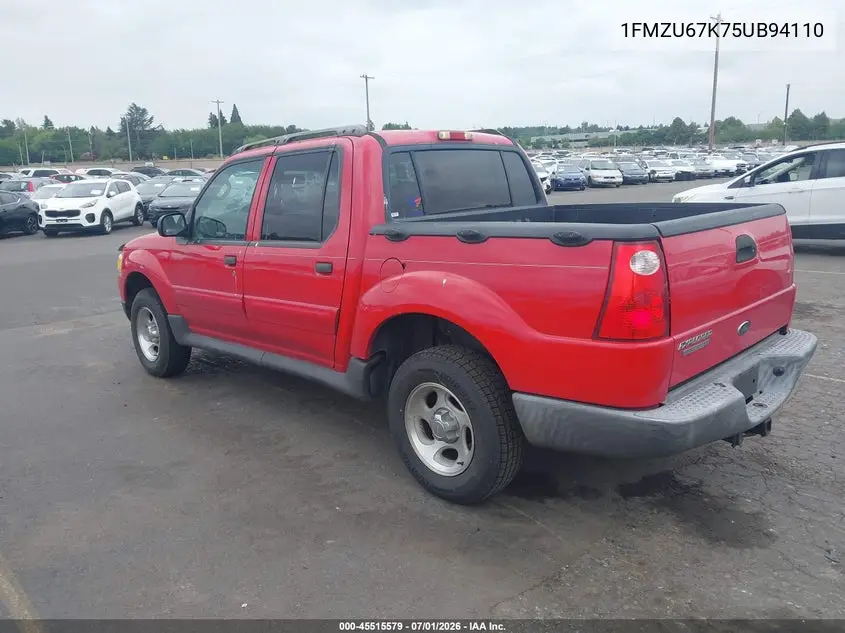 2005 Ford Explorer Sport Trac Adrenalin/Xls/Xlt VIN: 1FMZU67K75UB94110 Lot: 45515579