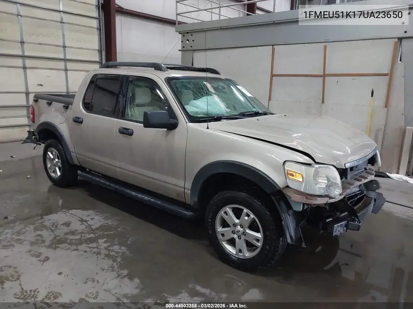 2007 Ford Explorer Sport Trac Xlt VIN: 1FMEU51K17UA23650 Lot: 44503258