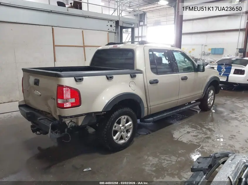 2007 Ford Explorer Sport Trac Xlt VIN: 1FMEU51K17UA23650 Lot: 44503258