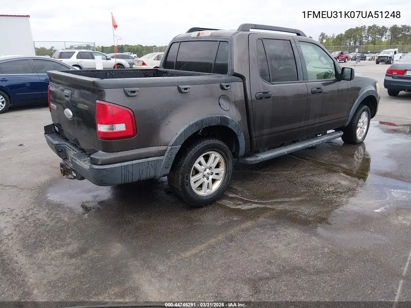 2007 Ford Explorer Sport Trac Xlt VIN: 1FMEU31K07UA51248 Lot: 44746291