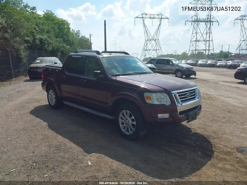 2007 Ford Explorer Sport Trac Limited VIN: 1FMEU53K87UA51202 Lot: 45184424
