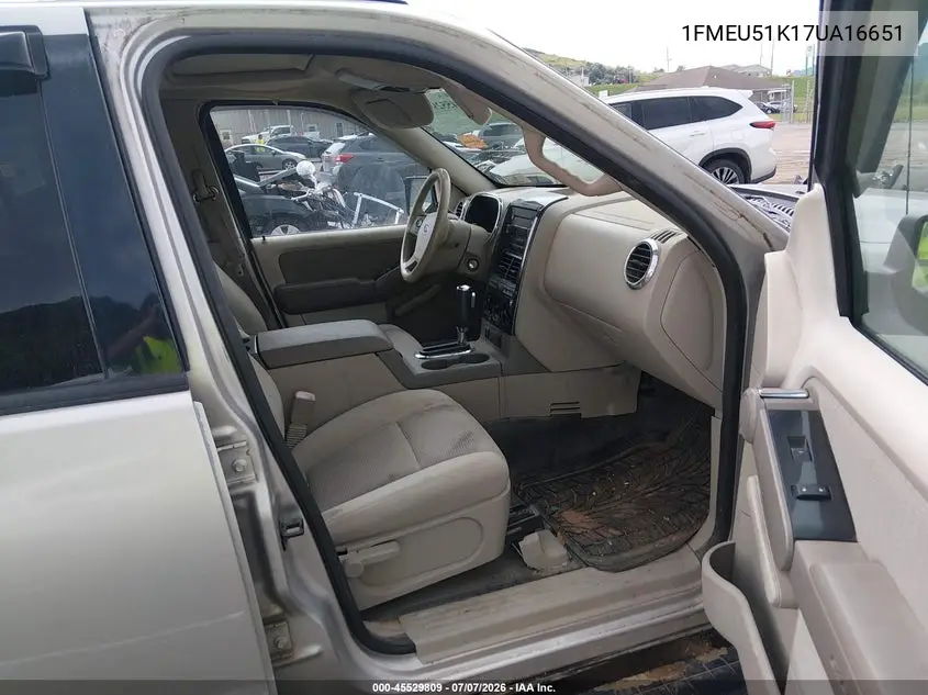2007 Ford Explorer Sport Trac Xlt VIN: 1FMEU51K17UA16651 Lot: 45529809
