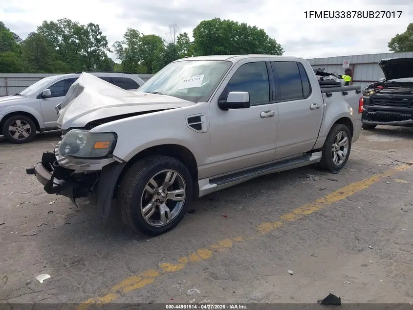 2008 Ford Explorer Sport Trac Limited VIN: 1FMEU33878UB27017 Lot: 44961514