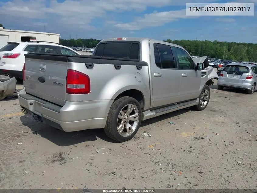 2008 Ford Explorer Sport Trac Limited VIN: 1FMEU33878UB27017 Lot: 44961514