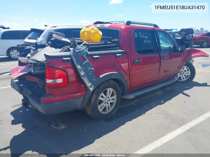 2008 Ford Explorer Sport Trac Xlt VIN: 1FMEU51E18UA31470 Lot: 45073856