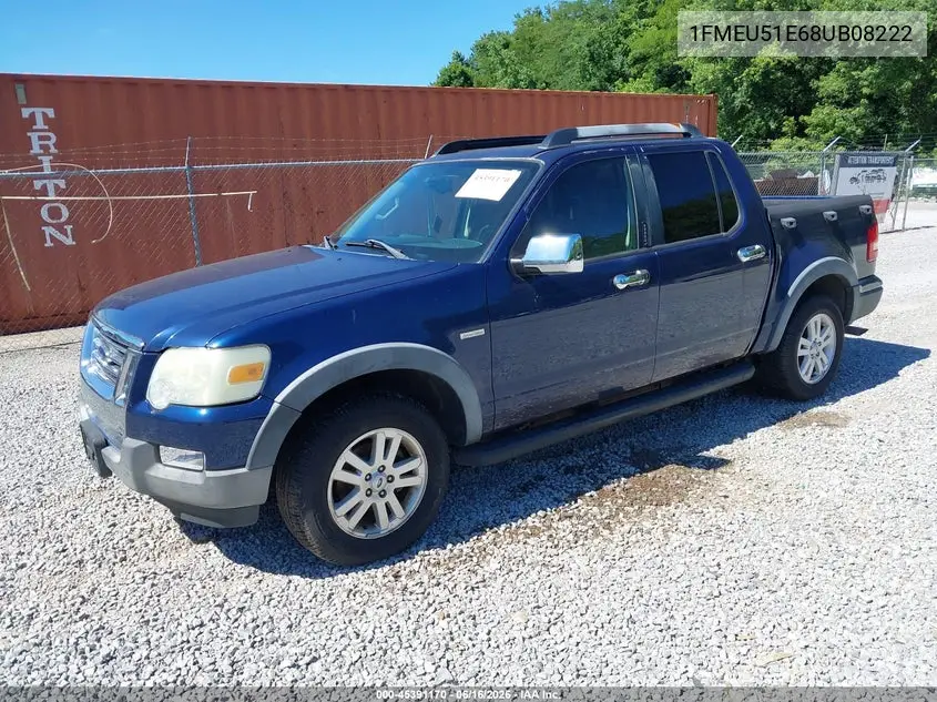 2008 Ford Explorer Sport Trac Xlt VIN: 1FMEU51E68UB08222 Lot: 45391170