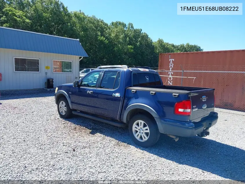 2008 Ford Explorer Sport Trac Xlt VIN: 1FMEU51E68UB08222 Lot: 45391170