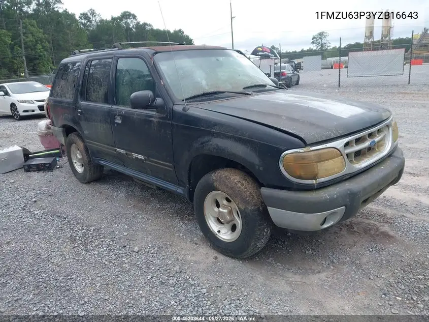 2000 Ford Explorer Xlt VIN: 1FMZU63P3YZB16643 Lot: 45208644