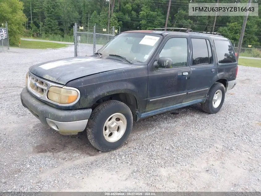 2000 Ford Explorer Xlt VIN: 1FMZU63P3YZB16643 Lot: 45208644