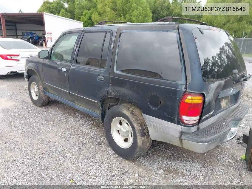 2000 Ford Explorer Xlt VIN: 1FMZU63P3YZB16643 Lot: 45208644