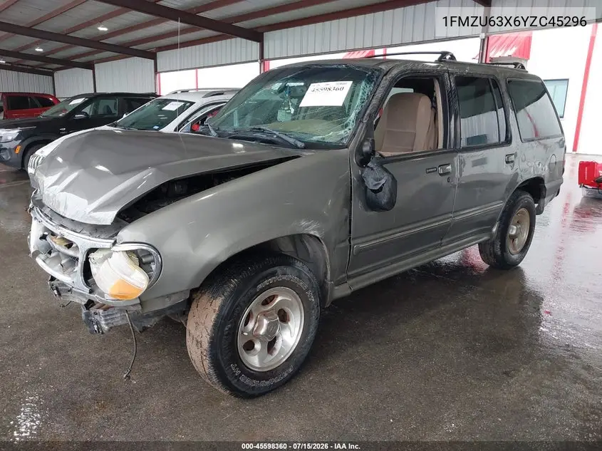 2000 Ford Explorer Xlt VIN: 1FMZU63X6YZC45296 Lot: 45598360