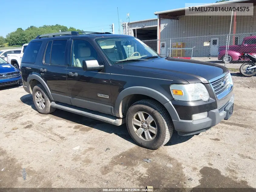 2006 Ford Explorer Xlt VIN: 1FMEU73816UA04575 Lot: 45312424