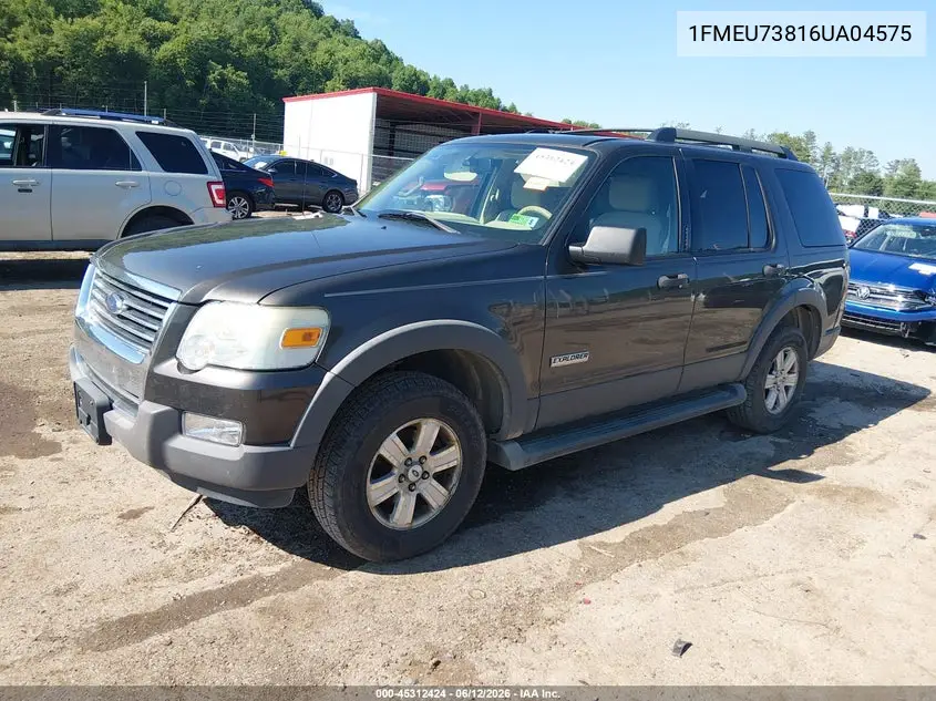2006 Ford Explorer Xlt VIN: 1FMEU73816UA04575 Lot: 45312424