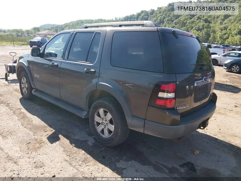 2006 Ford Explorer Xlt VIN: 1FMEU73816UA04575 Lot: 45312424