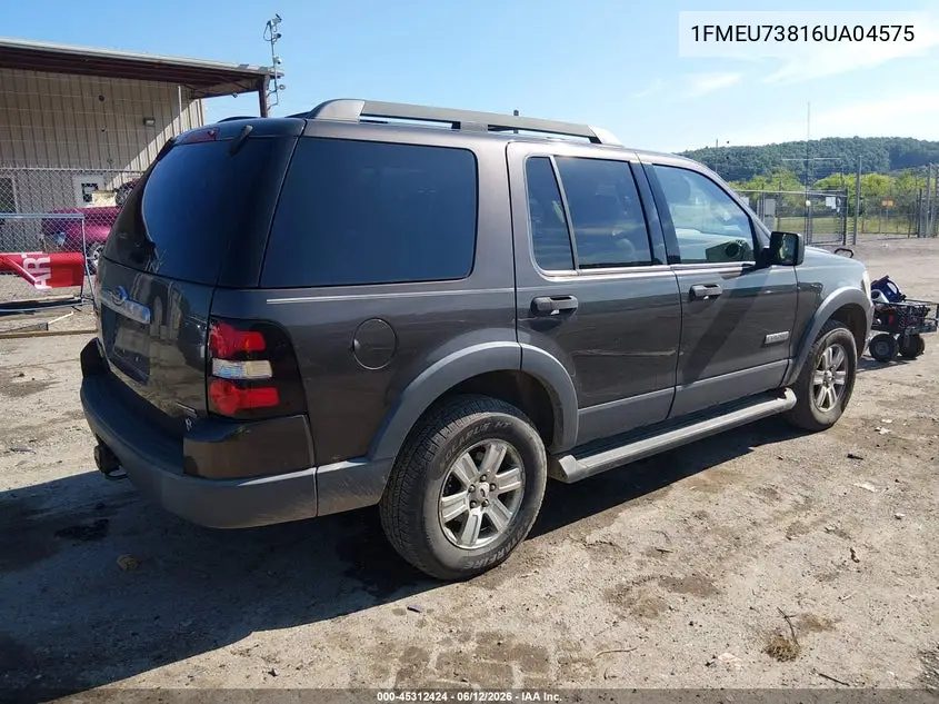 2006 Ford Explorer Xlt VIN: 1FMEU73816UA04575 Lot: 45312424