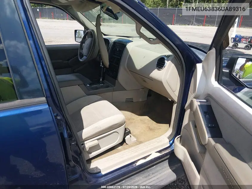 2006 Ford Explorer Xlt VIN: 1FMEU63836UA89316 Lot: 45662176