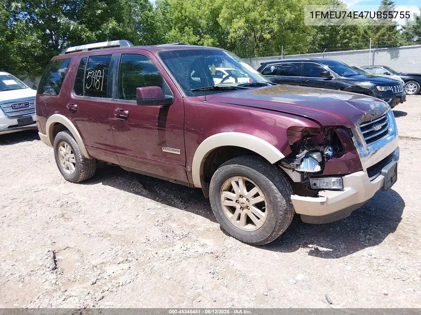 2007 Ford Explorer Eddie Bauer VIN: 1FMEU74E47UB55755 Lot: 45345481