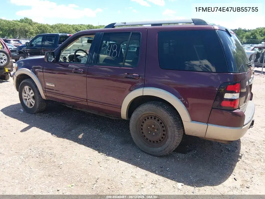 2007 Ford Explorer Eddie Bauer VIN: 1FMEU74E47UB55755 Lot: 45345481