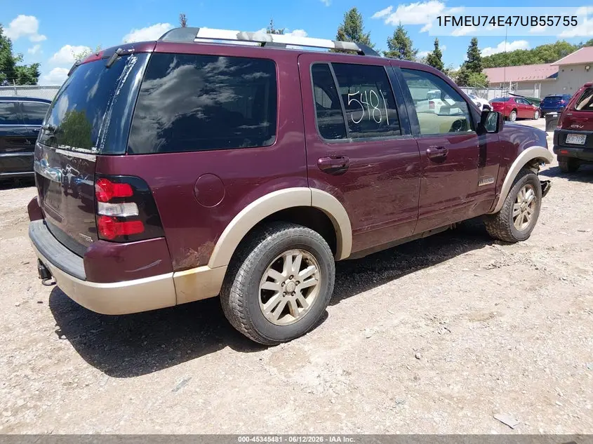 2007 Ford Explorer Eddie Bauer VIN: 1FMEU74E47UB55755 Lot: 45345481